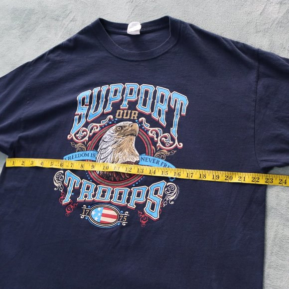 Gildan Crewneck Mens XL Blue Shirt Veteran Support Our Troops American Eagle - Picture 4 of 6